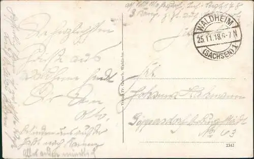 Ansichtskarte Waldheim (Sachsen) Partie an der Zschopau 1918 Feldpoststempel