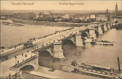 Ansichtskarte Äußere Neustadt-Dresden Friedrich-August-Brücke 1917