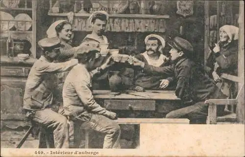 .Frankreich BRETAGNE Frankreich France Typen Intérieur d'auberge 1912