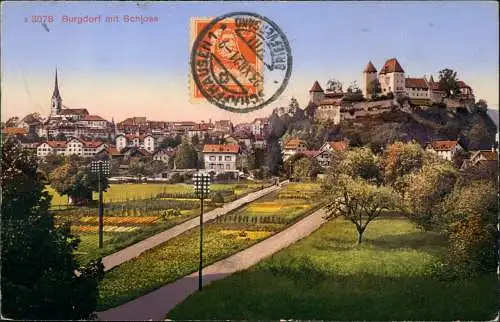 Ansichtskarte Burgdorf BE Stadtpartie mit Schloß 1921