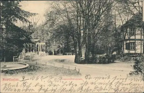 Ansichtskarte Northeim Gesundbrunnen. 1908  gel. Bahnpoststempel Hannover