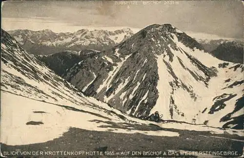 .Bayern Alpen Zugspitze Bischof Alpenvereinssektion Weilheim Murnau 1920