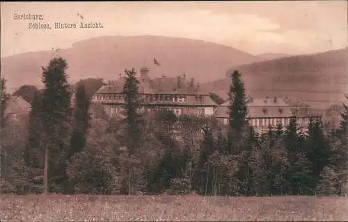 Ansichtskarte Bad Berleburg Schloss, Hintere Ansicht. 1908  gel. Bahnpoststempel