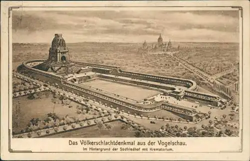 Ansichtskarte Leipzig Das Völkerschlachtdenkmal aus der Vogelschau. 1929