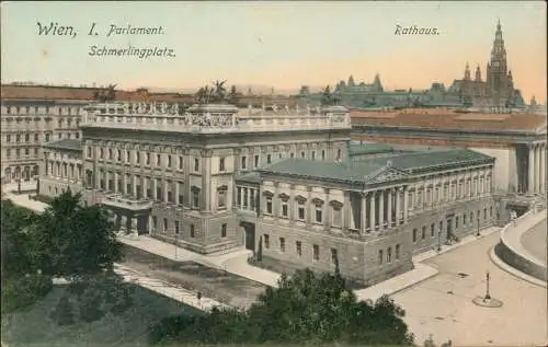 Ansichtskarte Wien Schmerlingplatz. Rathaus. 1909