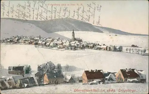 Ansichtskarte Oberwiesenthal Stadt Fichtelberg im Winter 1913