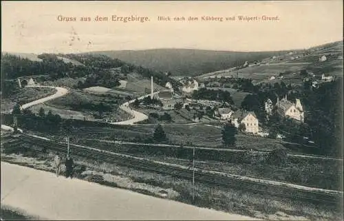 Postcard Weipert Vejprty Erzgebirge. Kühberg und Weipert - Grund. 1909