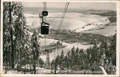 Ansichtskarte Oberwiesenthal Fichtelberg Erzgebirge Schwebebahn im Winter 1938