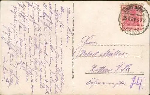 Ansichtskarte Augustusburg Erzgebirge Gasthaus mit Sommerfrische 1922