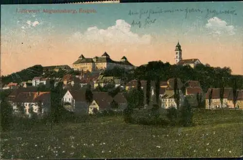 Ansichtskarte Augustusburg Erzgebirge Stadt 1923  Mehrfachfrankatur 30M Posthorn