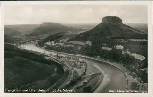 Königstein (Sächsische Schweiz) Luftbild Königstein und Lilienstein 1932