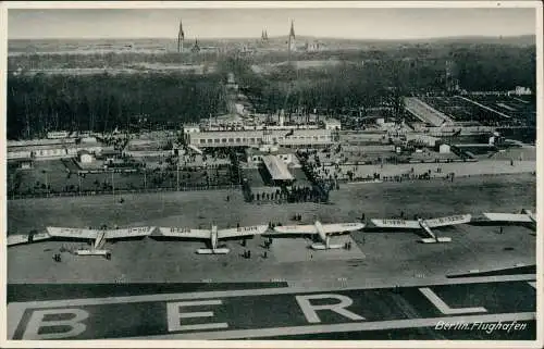 Ansichtskarte Tempelhof-Berlin Luftbild Flughafen Flugzeuge 1928