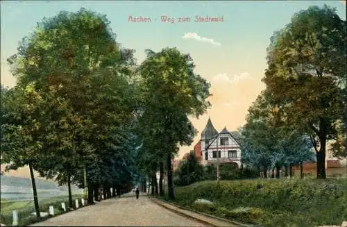 Ansichtskarte Aachen Weg zum Stadtwald, Häuser 1912