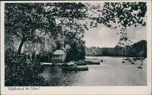 Ansichtskarte Varel Mühlenteich Bootsstation 1943  gel. Feldpost WK2