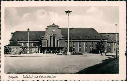 Postcard Liegnitz Legnica Bahnhof mit Bahnhofsplatz 1937  Schlesien