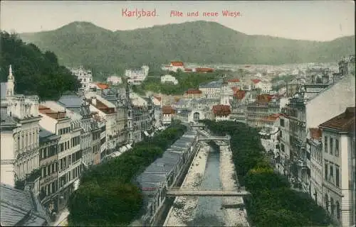 Postcard Karlsbad Karlovy Vary Alte und neue Wiese. 1908