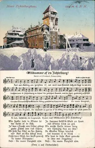 Ansichtskarte Oberwiesenthal Liedkarte mit Neuem Fichtelberghaus 1920