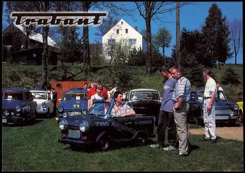 Ansichtskarte Mittelsaida-Großhartmannsdorf Mini Trabant zum Maibaumfest 2000