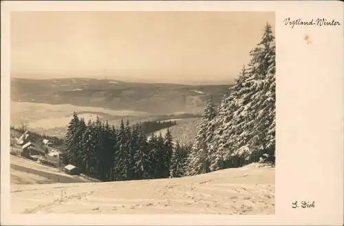 Ansichtskarte Klingenthal Blick vom Aschberg im Winter 1930