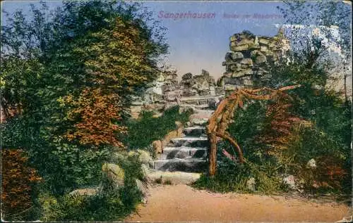 Ansichtskarte Sangerhausen Ruine im Rosarium 1924