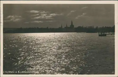 Ansichtskarte Konstanz Abendstimmung am Bodensee 1928