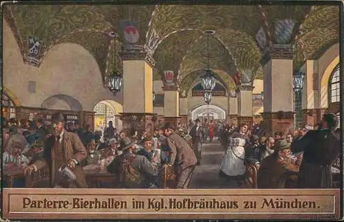 Ansichtskarte München Hofbräuhaus - Innen 1931