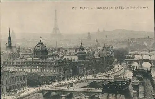 CPA Paris Panorama pris de l'Eglise Saint-Gervais Eiffelturm 1911