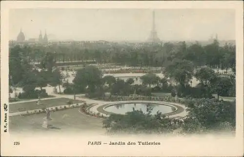 CPA Paris Jardin des Tuileries - Eiffelturm 1911