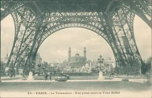 CPA Paris Le Trocadéro - Vue prise sous la Tour Eiffel 1911