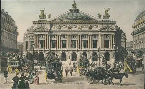 CPA Paris L'Opéra Straßenszene Kutschen 1911