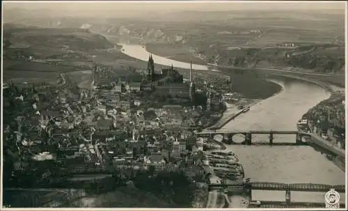 Meißen Luftbild, Stadt, Brücken und Elbtal 1932 Walter Hahn:5674