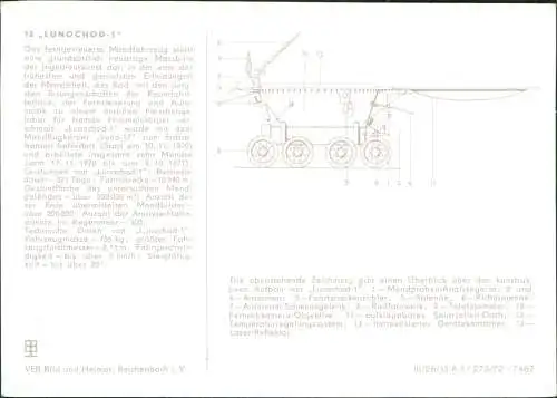 Ansichtskarte  Flugwesen - Raumfahrt 12 LUNOCHOD-1" CCCP UDSSR 1972