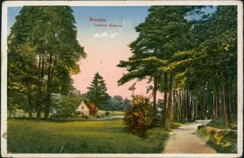 Postcard Bunzlau Bolesławiec Lederne Kanone 1922  gel. Mehrfachfrankatur