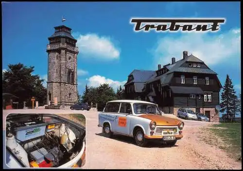 Ansichtskarte Auersberg (Erzgebirge) Elektro-Trabi auf dem Auersberg 2001