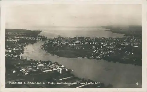 Ansichtskarte Konstanz Luftbild aus dem Luftschiff 1928