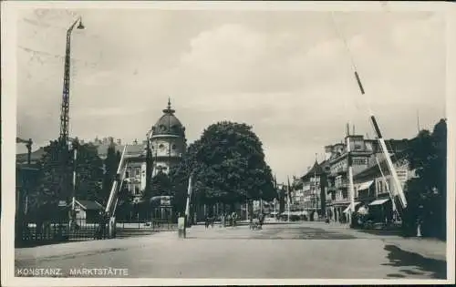 Ansichtskarte Konstanz Marktstätte Bahnübergang Bahnhof 1930