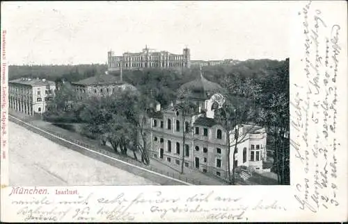 Ansichtskarte München Isarlust - Straßenpartie 1905