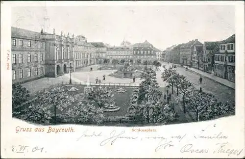 Ansichtskarte Bayreuth Schloßplatz 1906