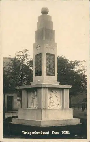 Postcard Dux Duchcov Kriegerdenkmal 1928   b Aussig Böhmen Bohemia