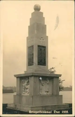 Postcard Dux Duchcov Kriegerdenkmal Fotokarte 1928  Böhmen Bohemia