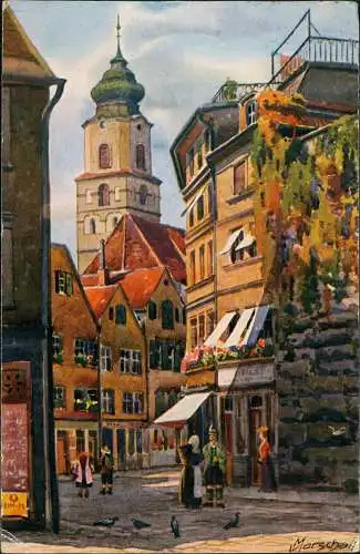 Ansichtskarte Lindau (Bodensee) Römerschanze - Künstlerkarte 1930