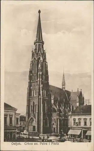 Postcard Osijek Eszék Esseg Essegg Essek) Crkva sv. Petra i Pavla 1922