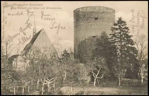 Ansichtskarte Salzwedel Burg Albrecht des Bären und Mönchskirche 1905