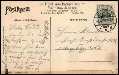 Ansichtskarte Salzwedel Karlsturm Strassen Partie mit Kindern u. Gasthof 1908