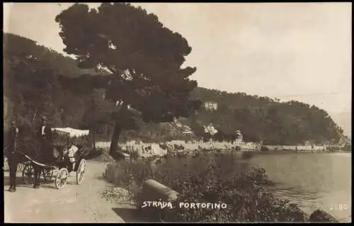 Cartoline Portofino Umlandansicht STRADA PORTOFINO Pferde-Kutsche 1920