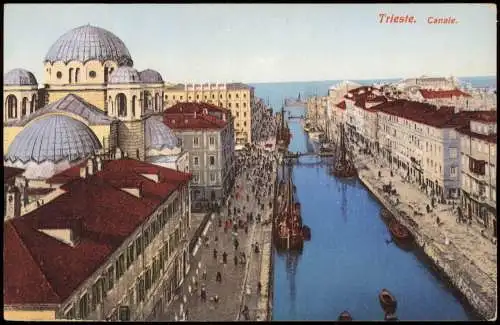 Triest Trieste Panorama  Canale, Kanal aus der Vogelschau-Perspektive 1910