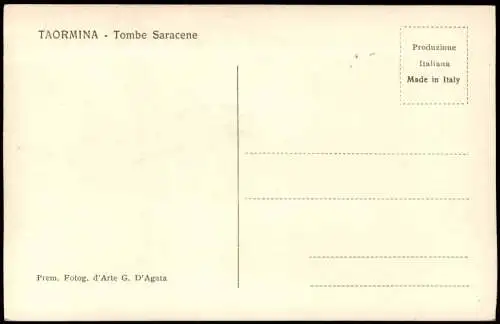 Cartoline Taormina TAORMINA Tombe Saracene   Sizilien  Sicilia 1930