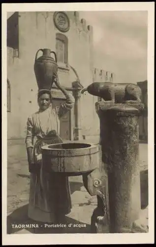 Taormina Portatrice d'acqua, Frau am Wasser-Brunnen Sizilien  Sicilia 1930