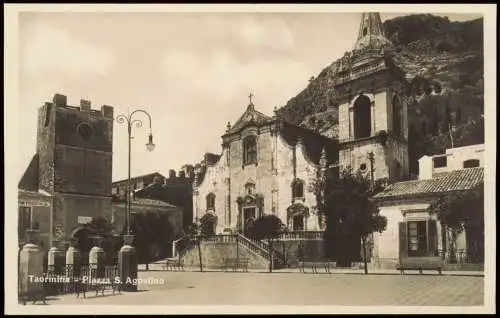 Cartoline Taormina Taormina Plazza S. Agostino Sizilien  Sicilia 1930