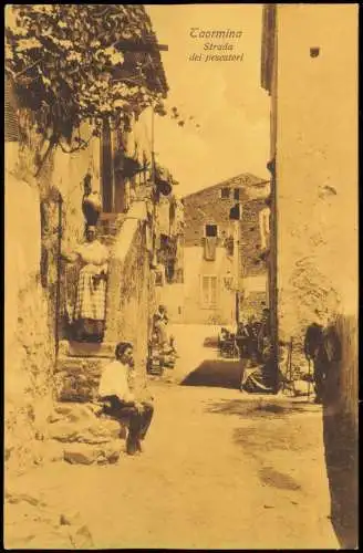 Taormina Strada dei pescatori native people Einheimische Sizilien  Sicilia 1910